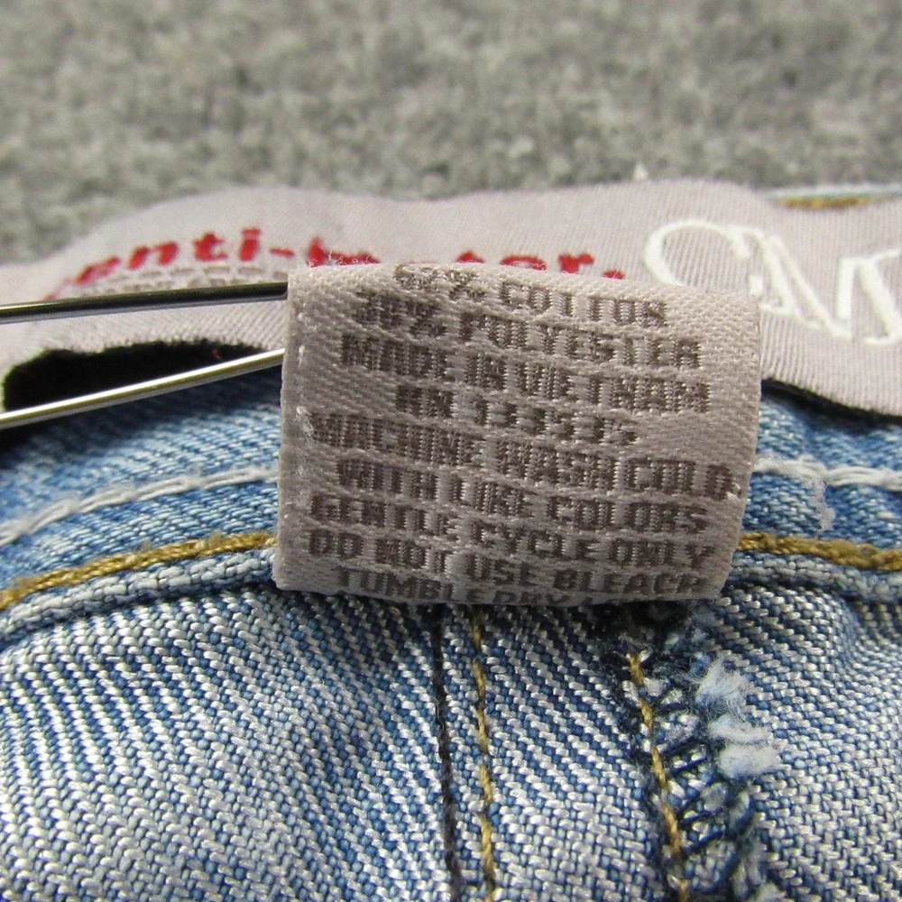 Centi-Meter Jeans Mens‎ 44x32 Light Wash Denim Jeans Embroidered Pockets